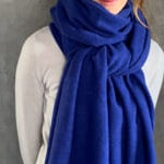 luxury large cashmere wrap in bright blue video