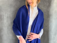 Large cashmere wrap scarf in bright blue video