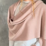 Large cashmere wrap scarf in dusty pink