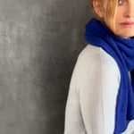 luxury cashmere scarf in bright blue video