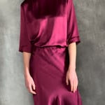 Long Sleeve luxury Silk Top in bordeaux video