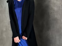 Cashmere Lace Long Cardigan in bright blue video