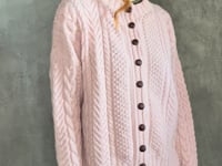 Cashmere Irish Aran Cardigan Sweater in Light Pink Video