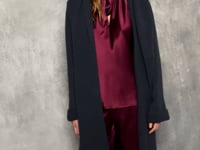 luxury oversized cashmere coat in navy blue video