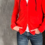 Men's luxury cashmere hoodie sweater in bright orange video