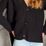 Video of Cashmere Aran Cardigan Sweater in Black