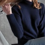 Video of Lace Cashmere Turtleneck Sweater in Navy