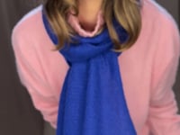Cashmere Gloves in Blue video with matching cashmere beanie hat