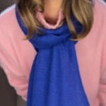 cashmere beanie hat in bright blue with cashmere sweater in pink