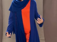 cashmere robe cardigan in bright blue