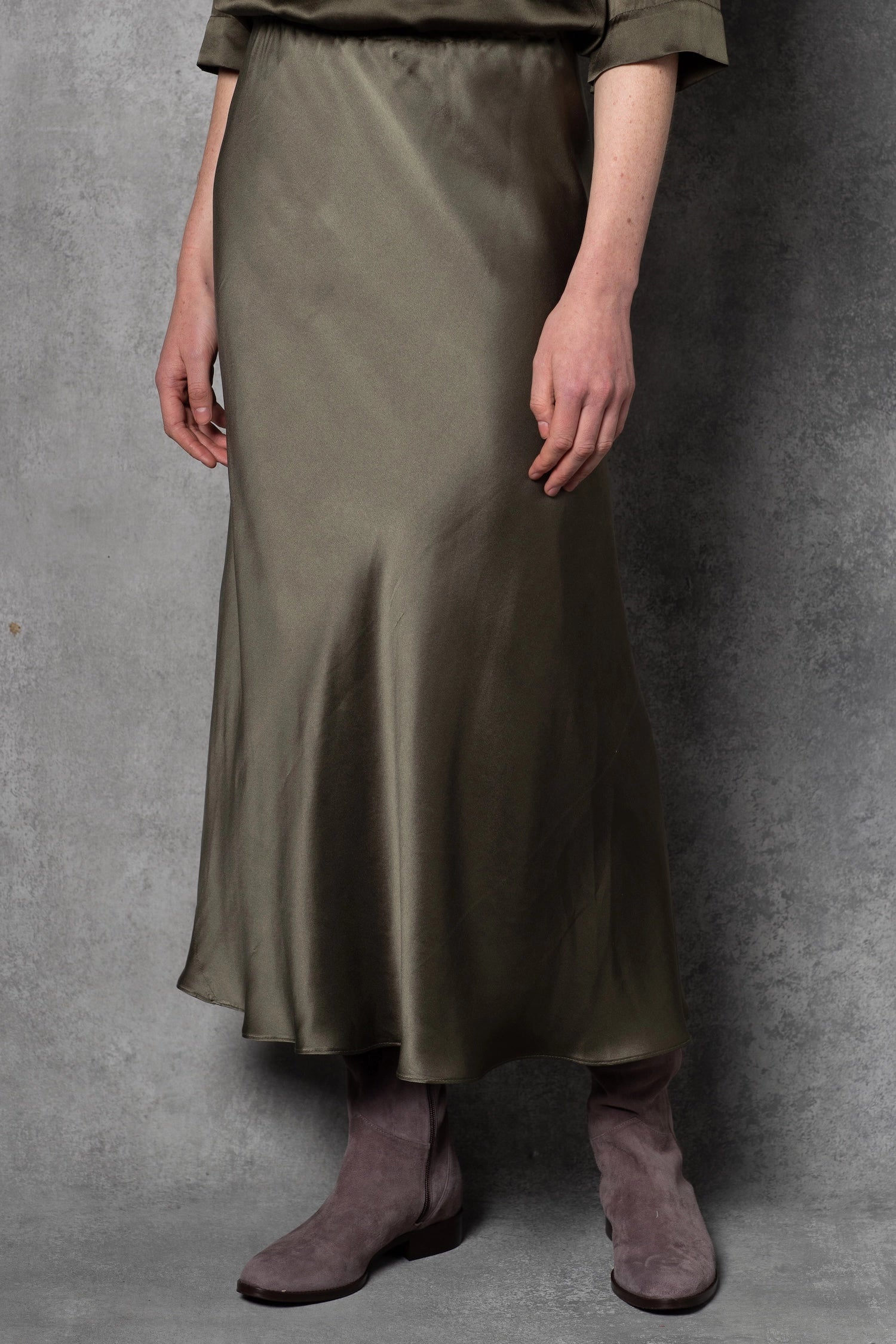 100% Silk Skirt in Green