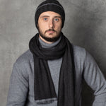luxury men's cashmere scarf in dark grey