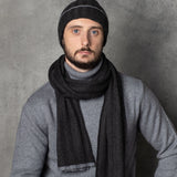luxury men's cashmere scarf in dark grey