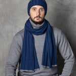 luxury men's cashmere scarf in blue