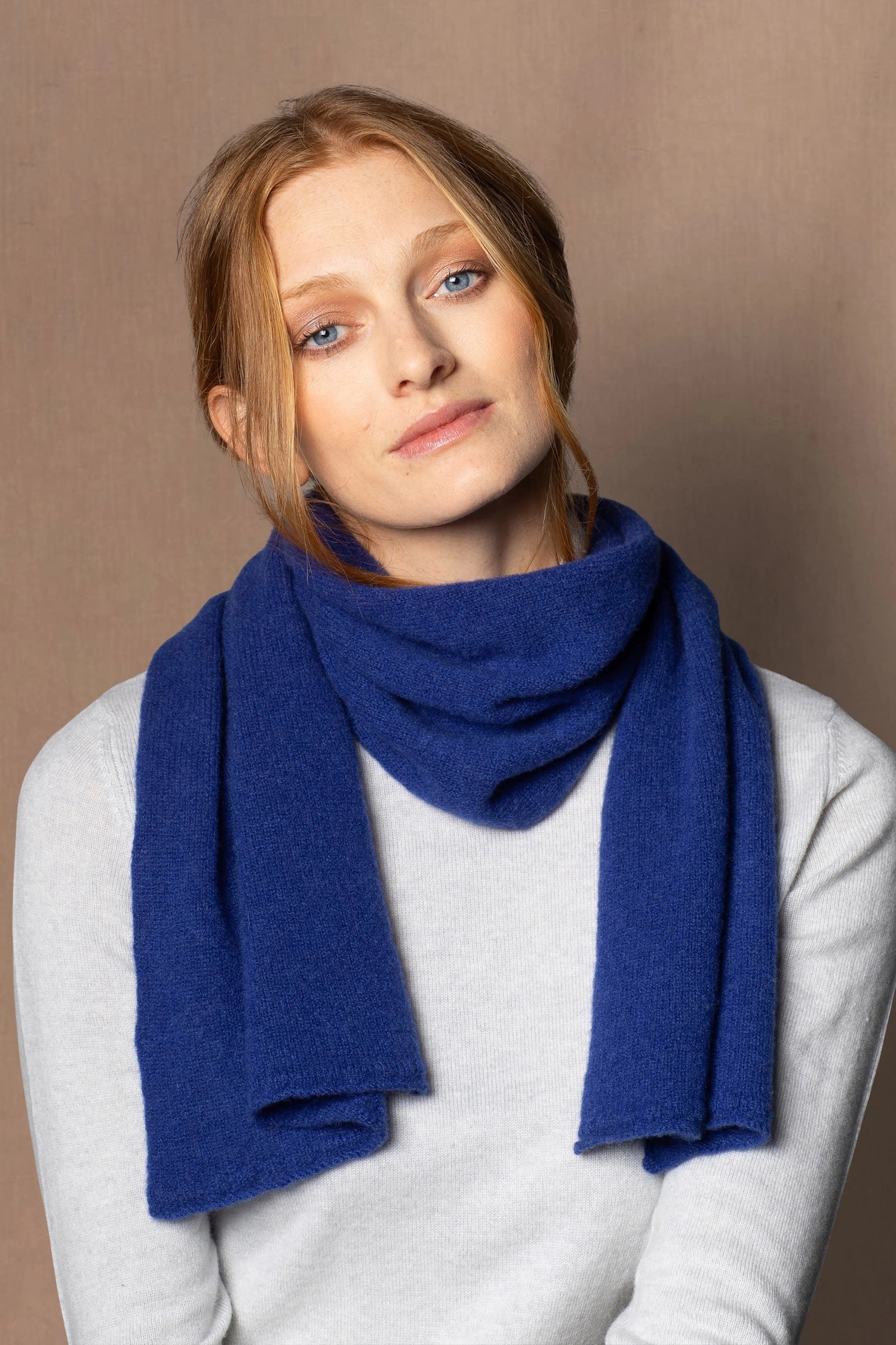 luxury cashmere scarf in bright blue