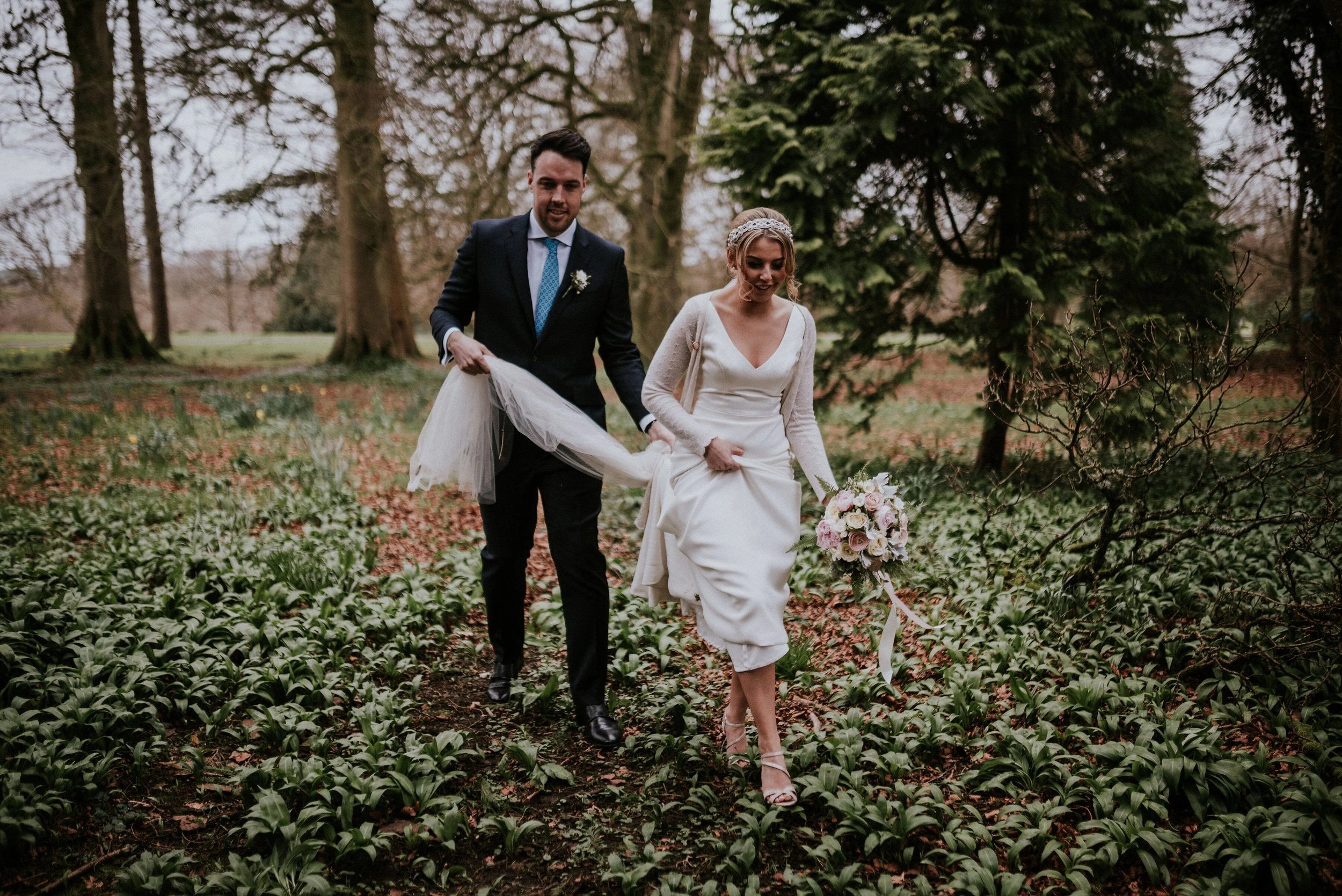 Sarah Madigan on her wedding day wearing a cashmere coat