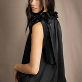 Síoda Gather Silk Halter Top | Black