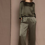 Pure 100% Silk Trousers in Green