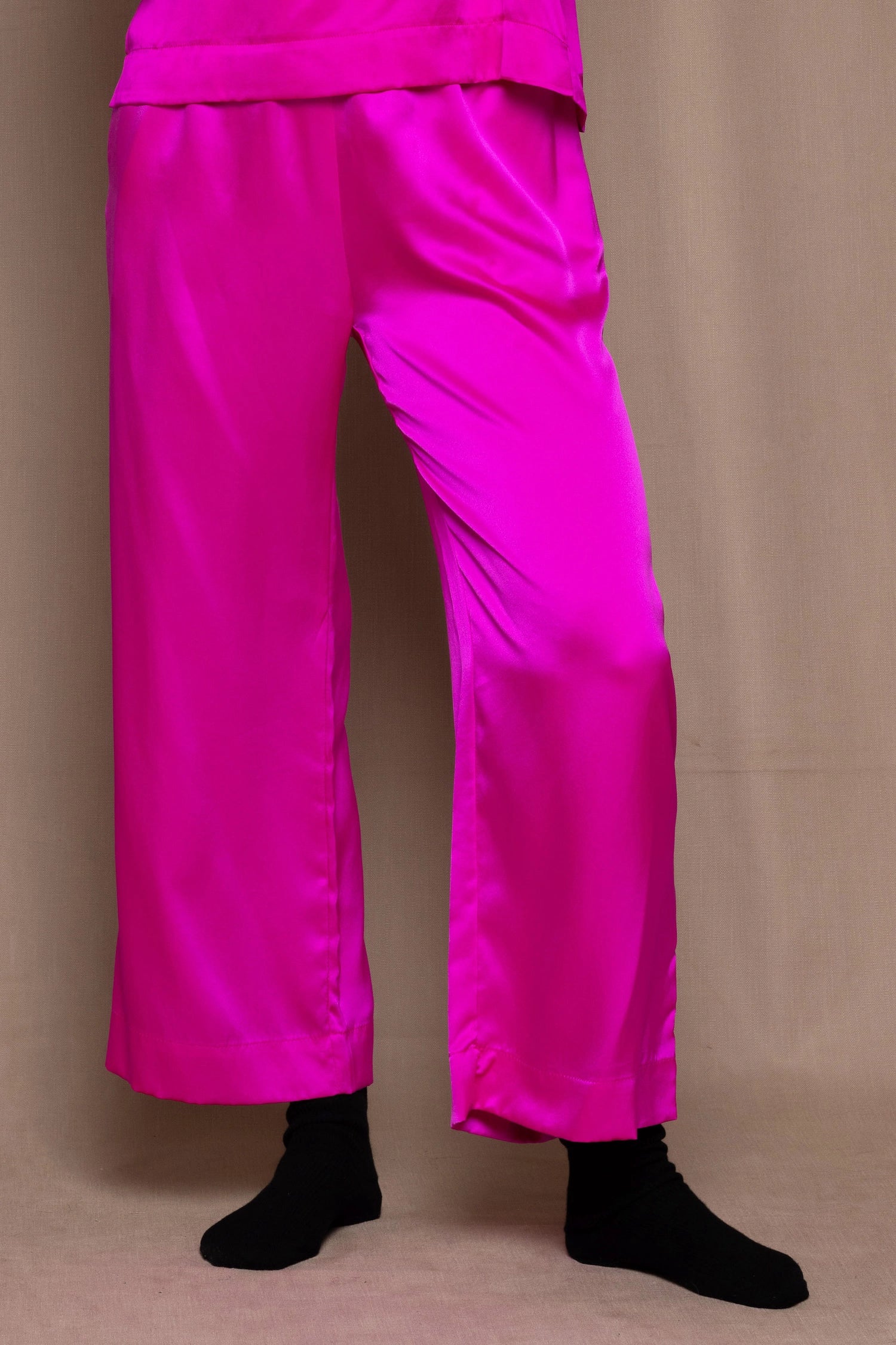 Pure 100% Silk Trousers in Bright Pink