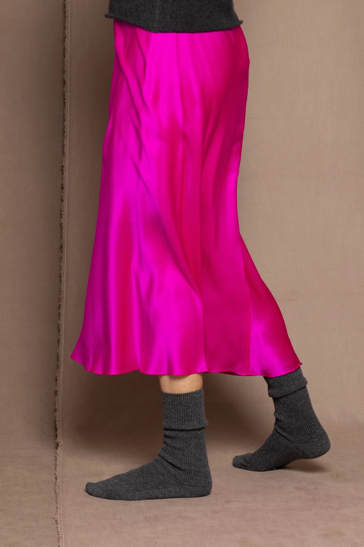 Pure Silk Skirt in Bright Pink