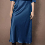 100% Silk Skirt in Teal Blue