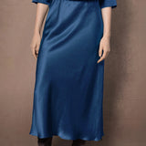 100% Silk Skirt in Teal Blue