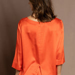 luxury pure silk long sleeve top in orange