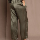 Pure 100% Silk Trousers in Green