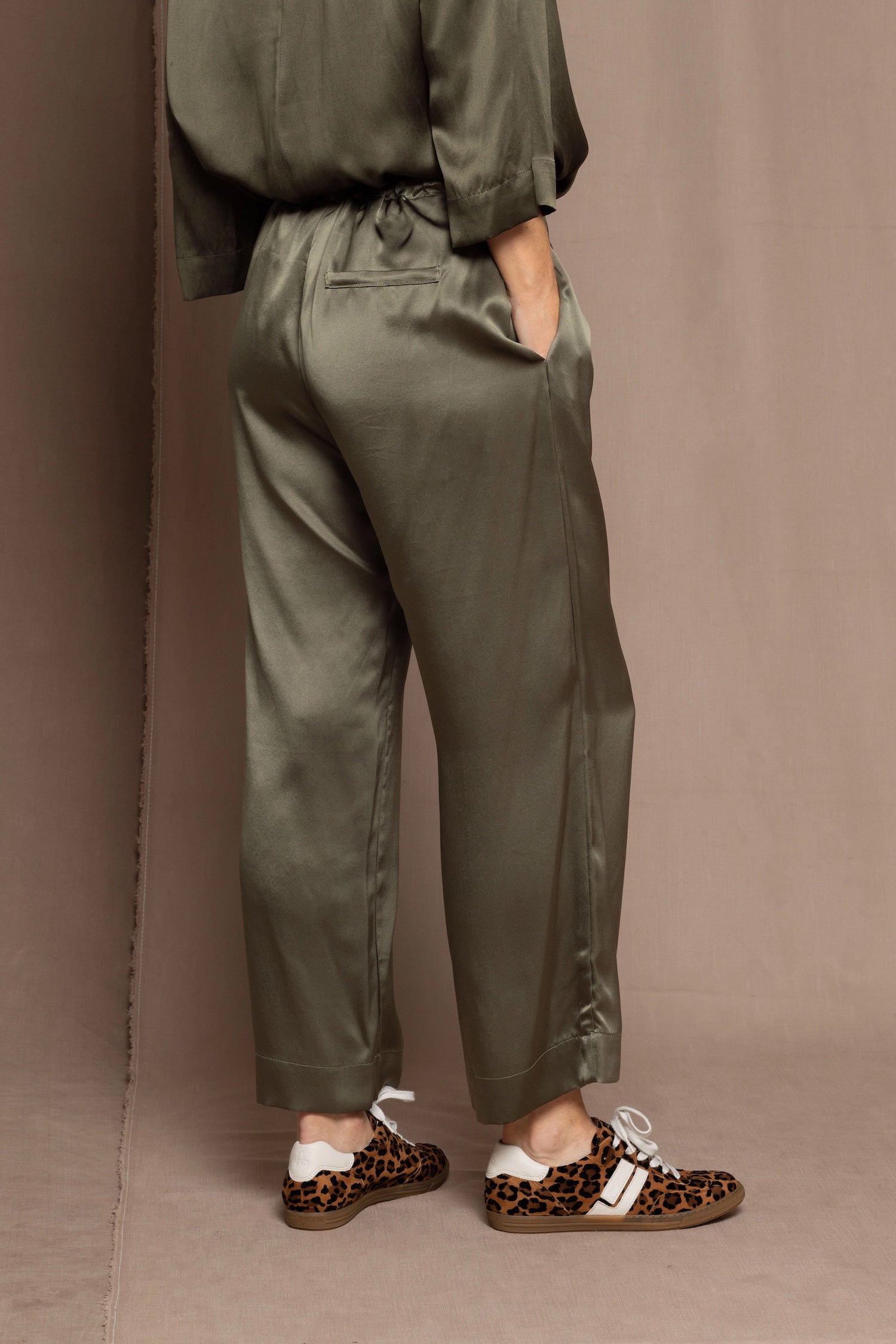 Pure 100% Silk Trousers in Green