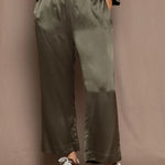 Pure 100% Silk Trousers in Green