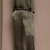 Pure 100% Silk Trousers in Green