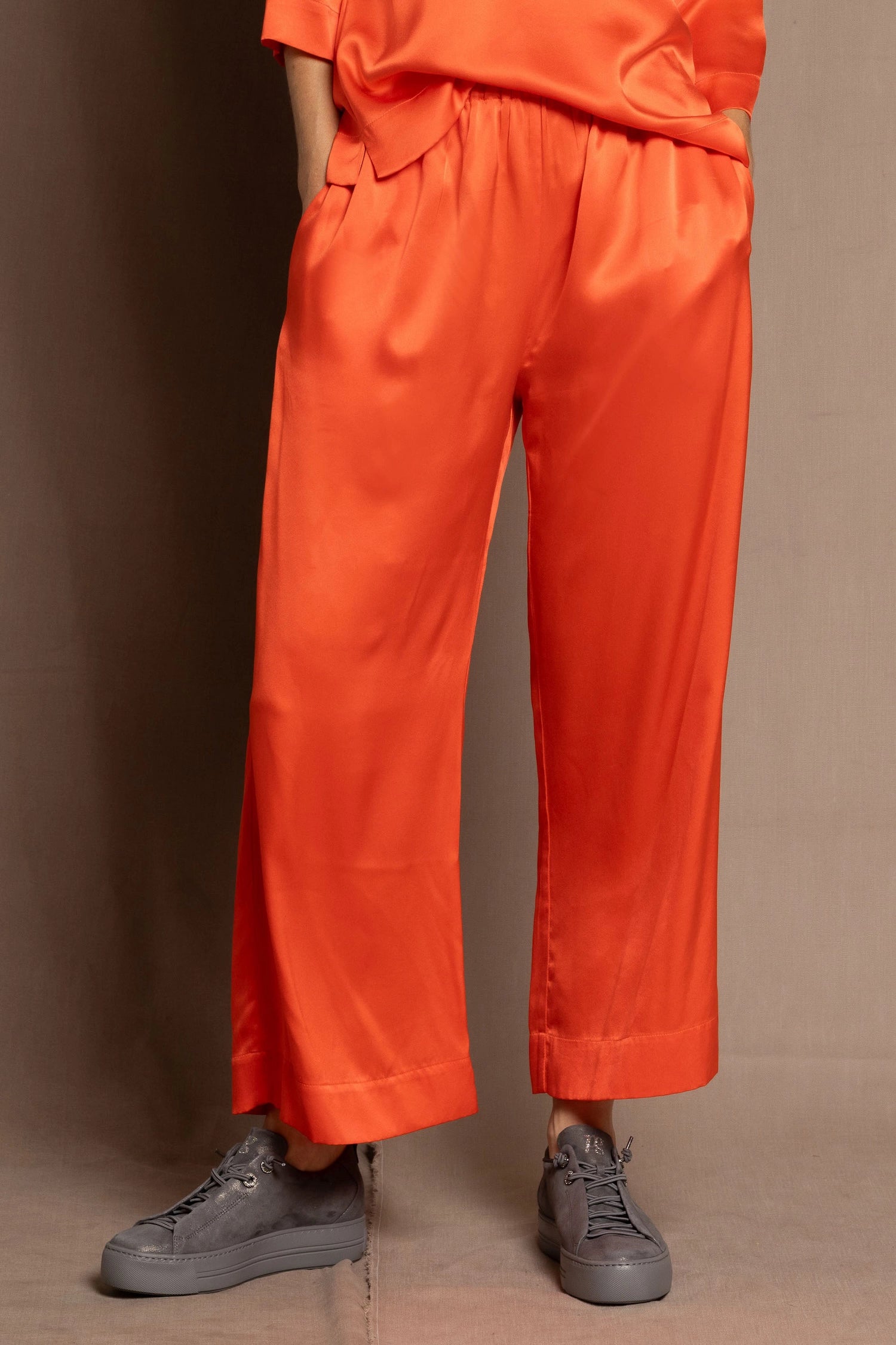 Pure 100% Silk Trousers in Orange