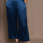 Pure 100% Silk Trousers in Teal Blue