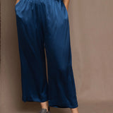 Pure 100% Silk Trousers in Teal Blue