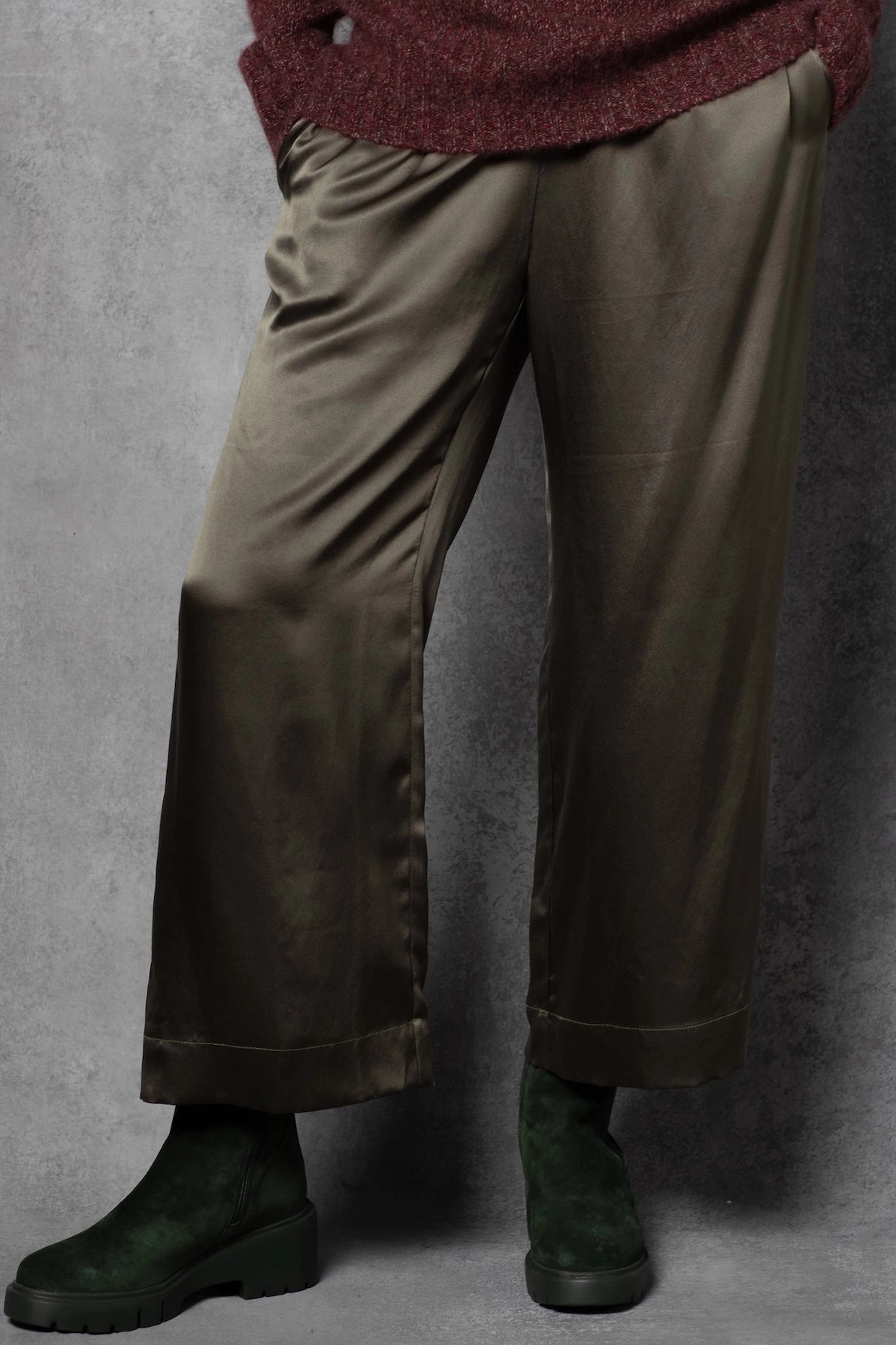 Pure 100% Silk Trousers in Green