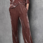 Luxury Silk Velvet Trousers in Dusty Pink