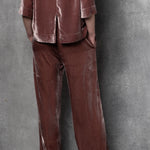 Luxury Silk Velvet Trousers in Dusty Pink