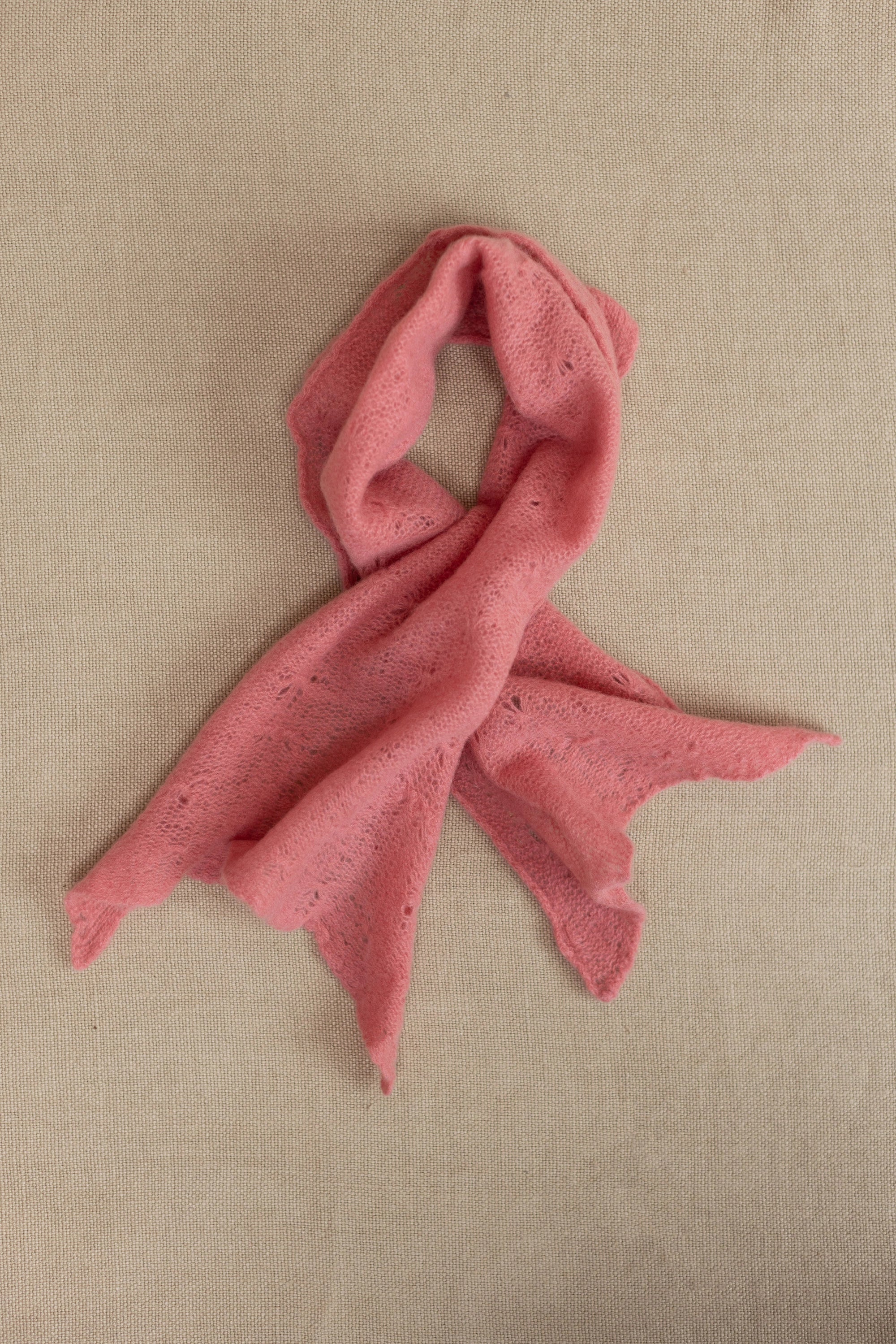 a small pink lace cashmere scarf 