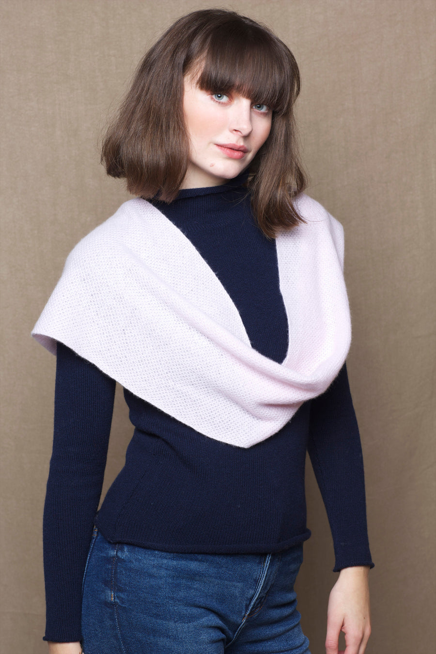 Moss Cashmere Snood Ireland in Pale Pink