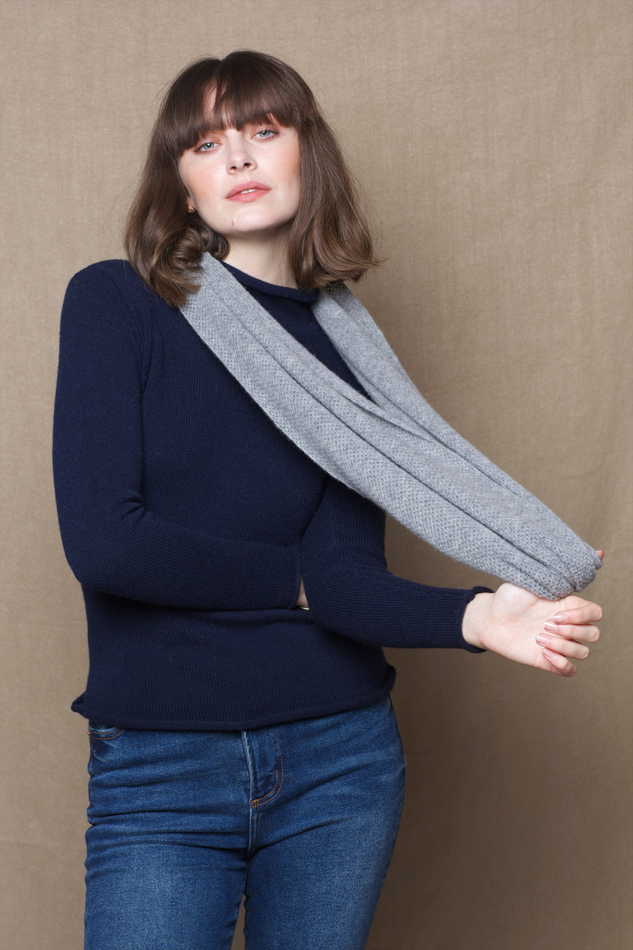 Moss Cashmere Snood Ireland in Flannel